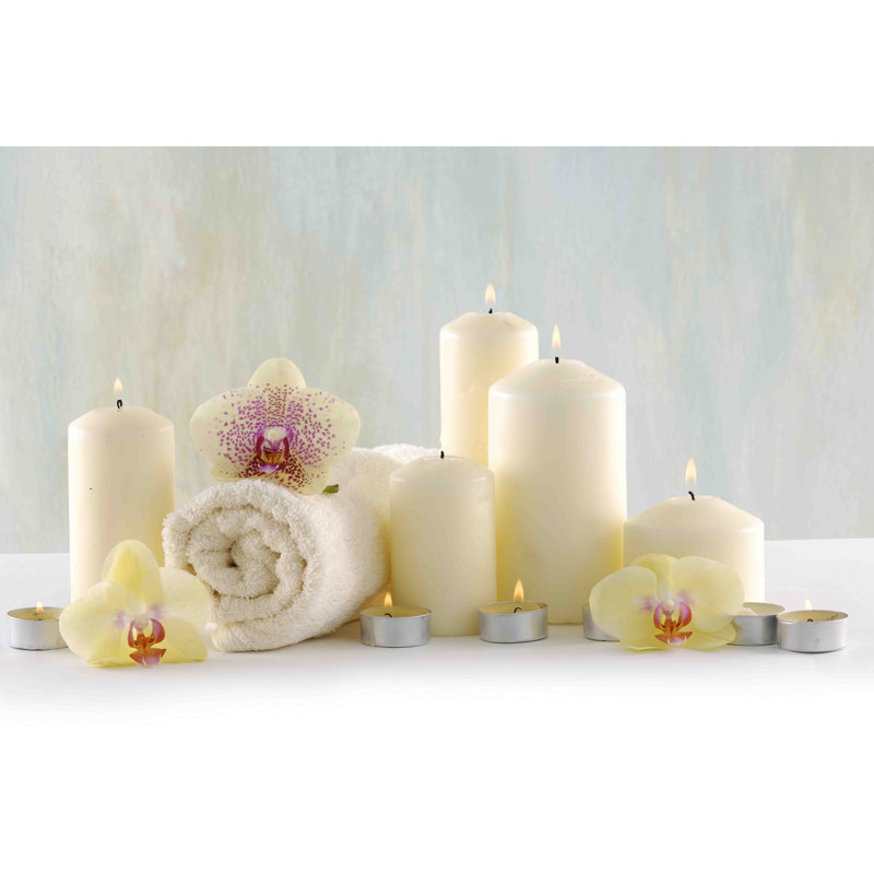 LED Lighted Spa Inspired Canvas Wall Art with Candles and Orchids