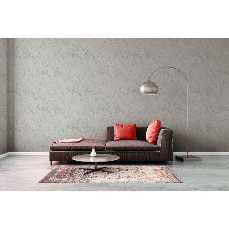 Bricks and More Collection Marble Stone Wallpaper Roll, White