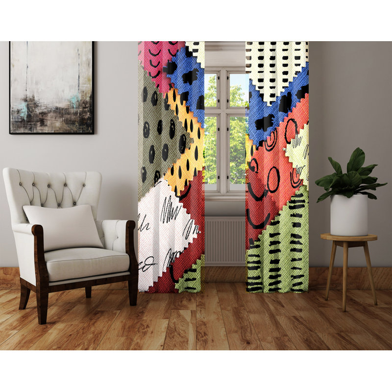 Panneaux de rideaux semi-transparents abstraits, L 56 po x L 78 po