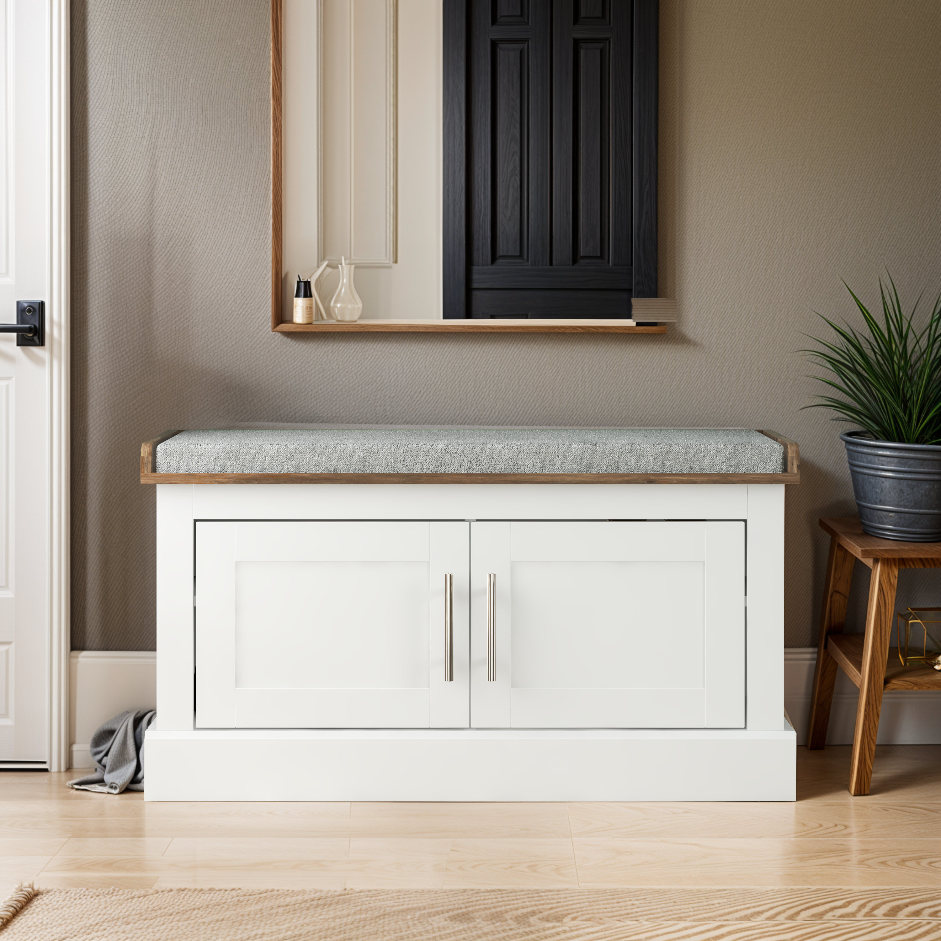 Ana White Shelf And Hooks Entryway Anna Ivory Powder Coated Metal