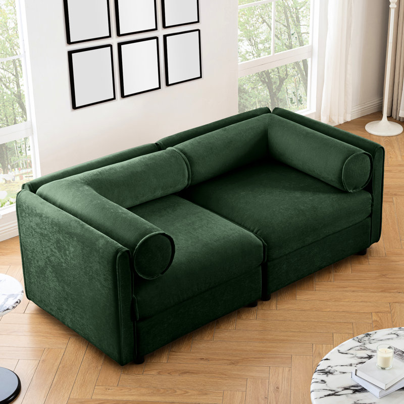 Chenille de salon avec compartiments confortables Abbottstown, H 27,9 po x l 75,5 po x P 37,4 po, 2, Green