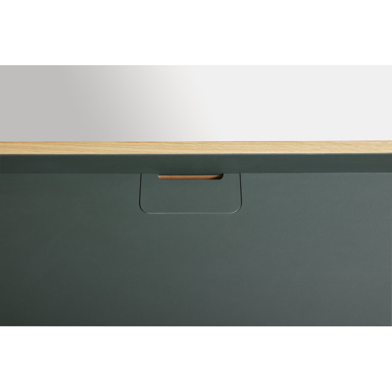 Tabloid Solid Wood Writing Desk, Navy Green/White Oak