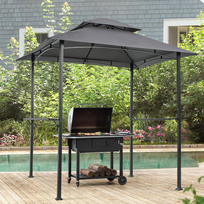 Pavillon de jardin extérieur, avec auvent à deux niveaux et fabrication en acier fiable. Idéal pour une utilisation pour 3-4 personnes, abri de jardin à deux niveaux et abri