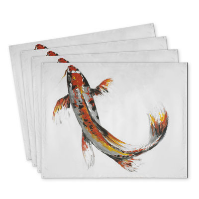 Butterfly Koi Fish Polyester Orlane Set of 4 - Home Decor