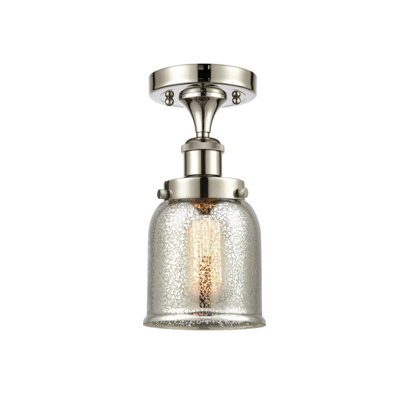 Plafonnier semi-encastré 1 lumière Alixs, Nickel poli, H 11 po x l 5 po x P 5 po, Ampoule non incluse