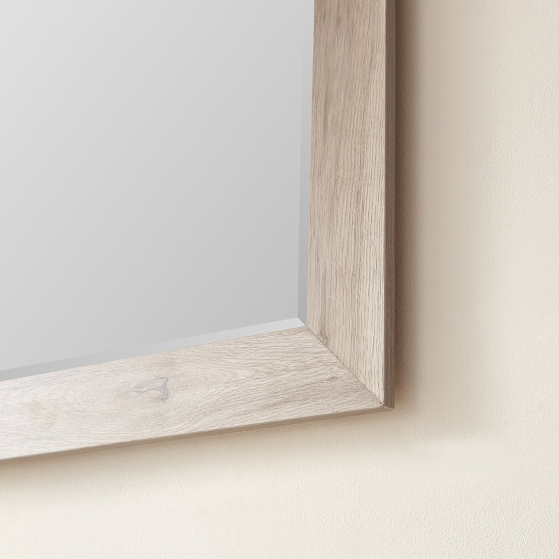 Engineered Wood Wall Mirror, 36" x 24", Mexican Oak