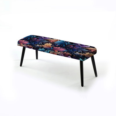 Banc rembourré damassé noir