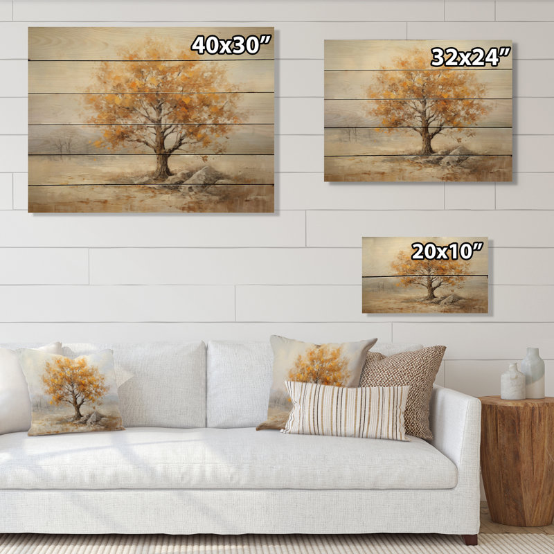 Minimalisme, chêne chatoyant, automne II, sur bois, H 30 po x l 40 po x P 0,78 po