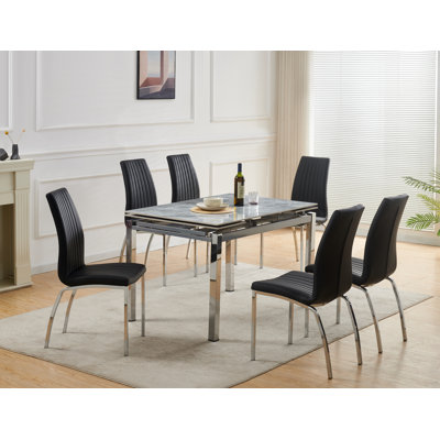 Grande Sintered Stone Extending Dining Table with 6 Modalux Chairs