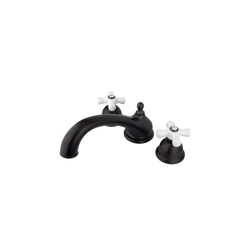 Double Handle Deck Mounted Roman Tub Faucet, Oil Rubbed Bronze