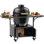 Table de barbecue extérieure en métal pour barbecue de style gros œuf, conception à double panneau pliant, supportant de grands grils similaires, fabrication en fer robuste, rangement pour outils spacieux, installation facile, eau mobile,