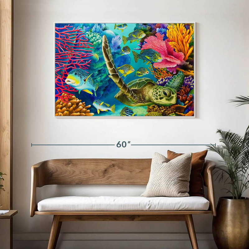 Coral Canyon, 46 po x 31 po, Cadre flottant blanc