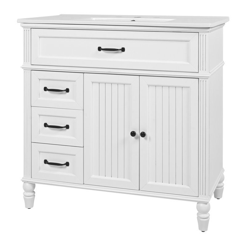 36" Bathroom Vanity with Sink, White