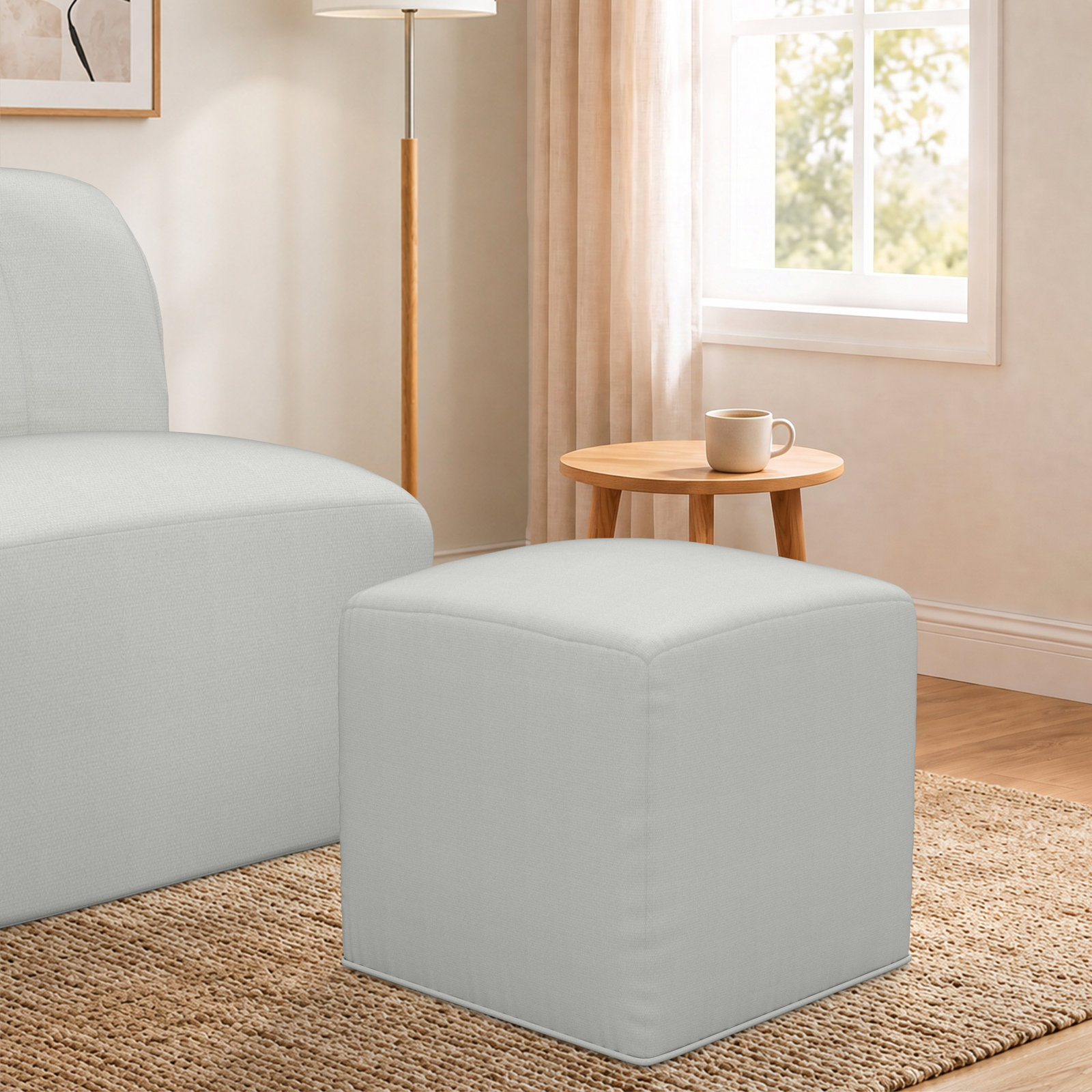Praia Sunbrella® Patio Ottoman, Canvas White Sunbrella® Canvas