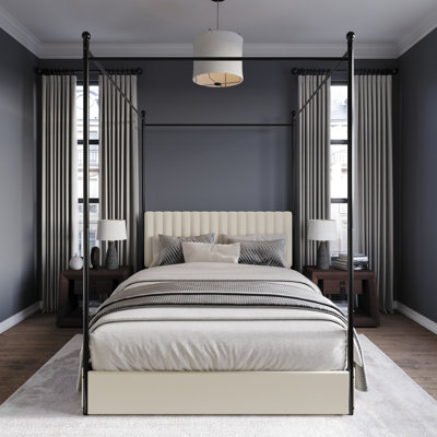 Zahiya Upholstered Metal Storage Canopy Bed