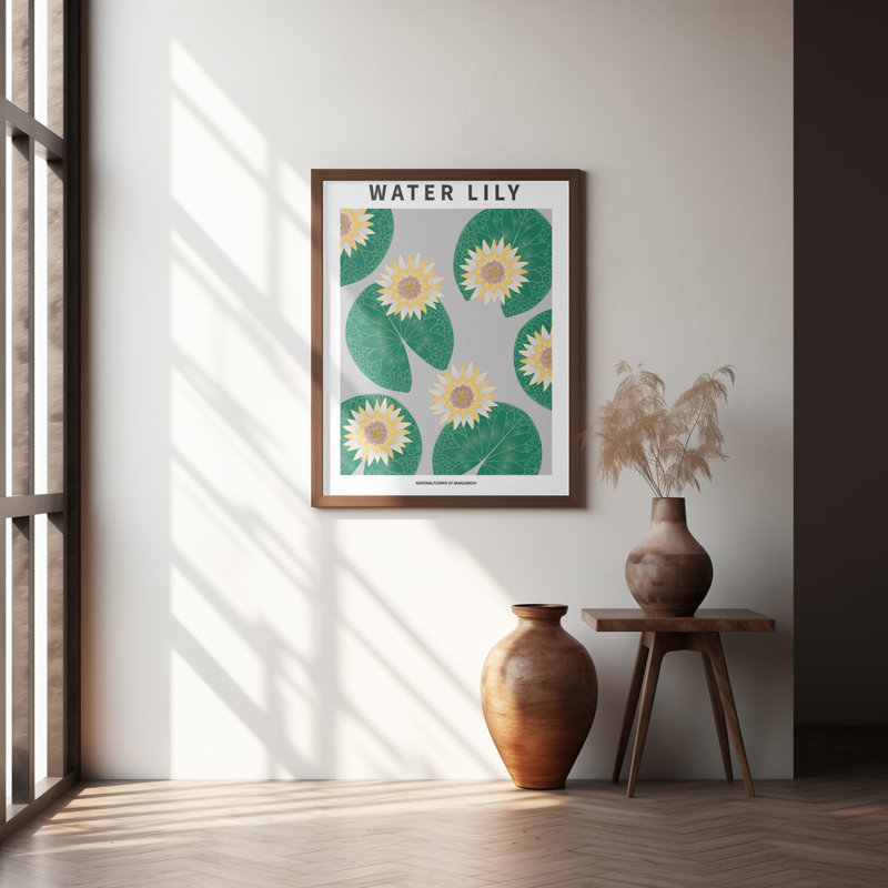 "Nénuphar", art mural texturé encadré, Naturel, H 24 po x l 18 po