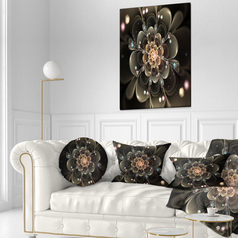 Coussin lombaire à fleurs fractales impeccable perfect, Noir / Orange