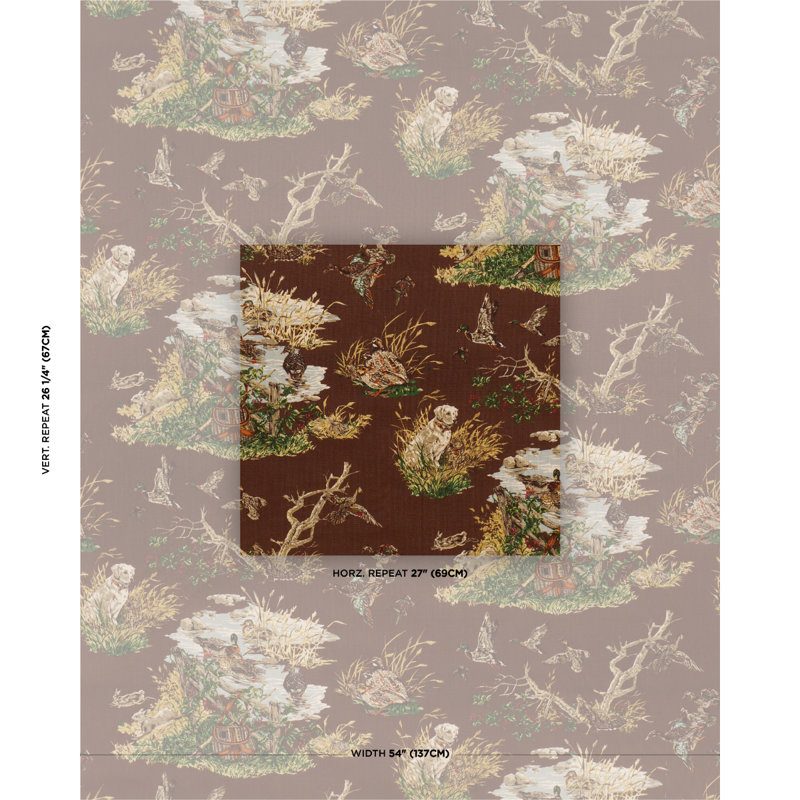 Dog & Duck Fabric, Brown