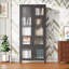 Grande armoire de rangement en métal, vitrine avec 4 portes en verre, armoire autoportante, armoire d'entrée
