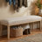 Entryway Upholstered Bench 52.8'' With Solid Wooden Legs, Natural Linen Shoe Bench Easy To Assemble-403334180