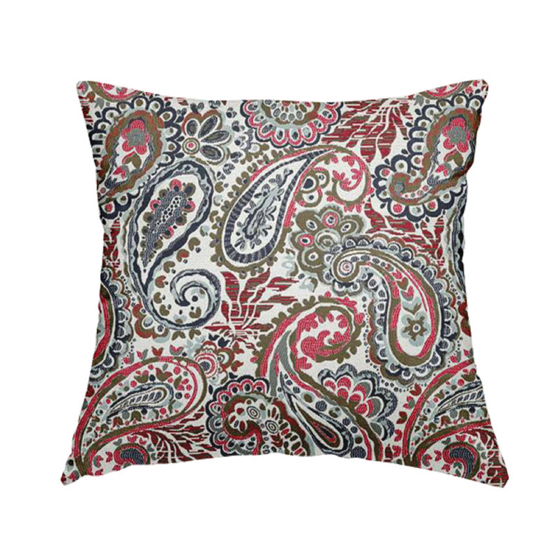 McGraw Paisley Square Throw Cushion, 43cm H x 43cm W x 5cm D, Red/Blue