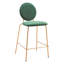 Ensemble de deux chaises de bar 26 po en velours vert et or et acier