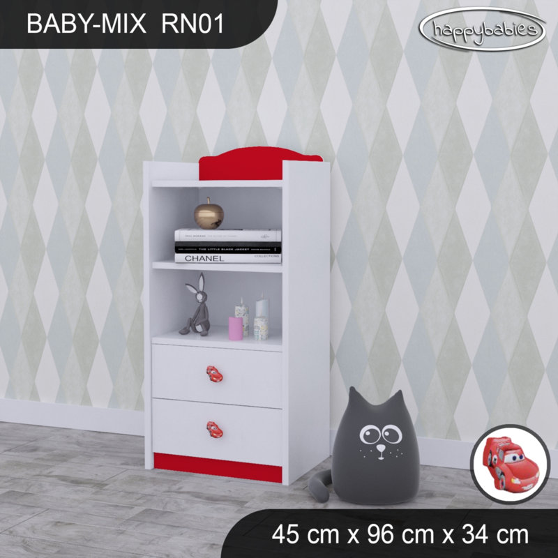 96cm H Kids Cube, White/Red, 96cm H x 45cm W x 34cm D
