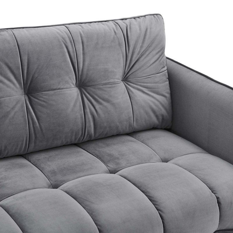 Canapé en tissu touffeté Cameron, 100 % polyester gris, Or