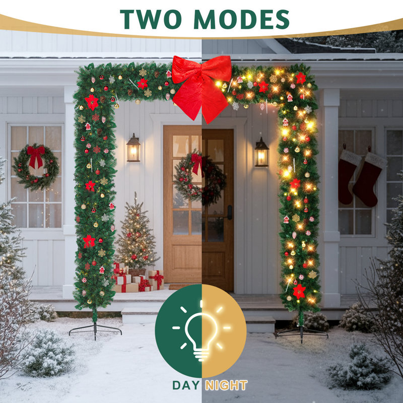  Arche de Noël pré-décorée en PVC 7,9 pi avec 350 lumières DEL blanc chaud et 1650 branches