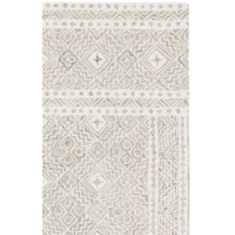 Tapis géométrique en laine / coton touffeté à la main Mariame, Carré 5 pi
