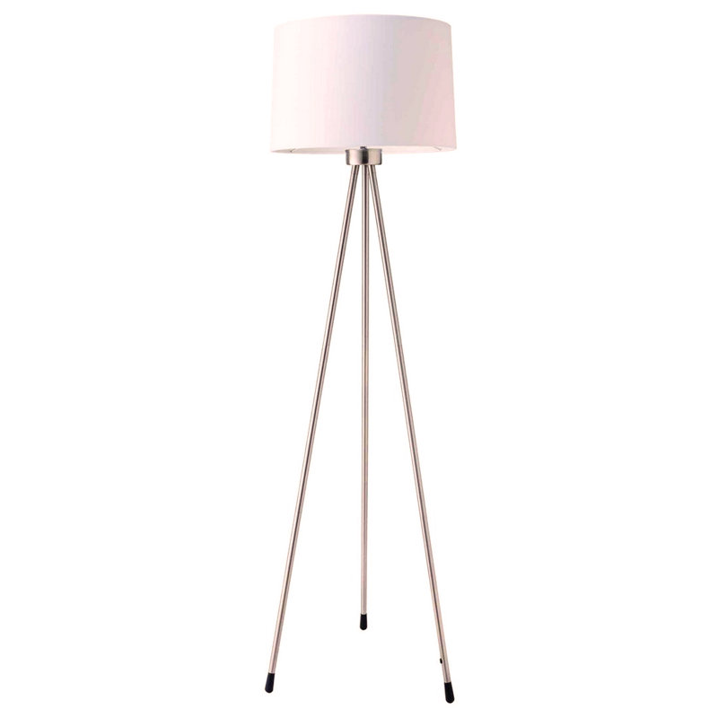 59" Tall Metal Floor Lamp with Black finish, Contemporary Design, White