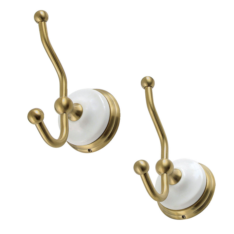 Victorian Wall-Mounted Single Robe Hook, Brushed Brass