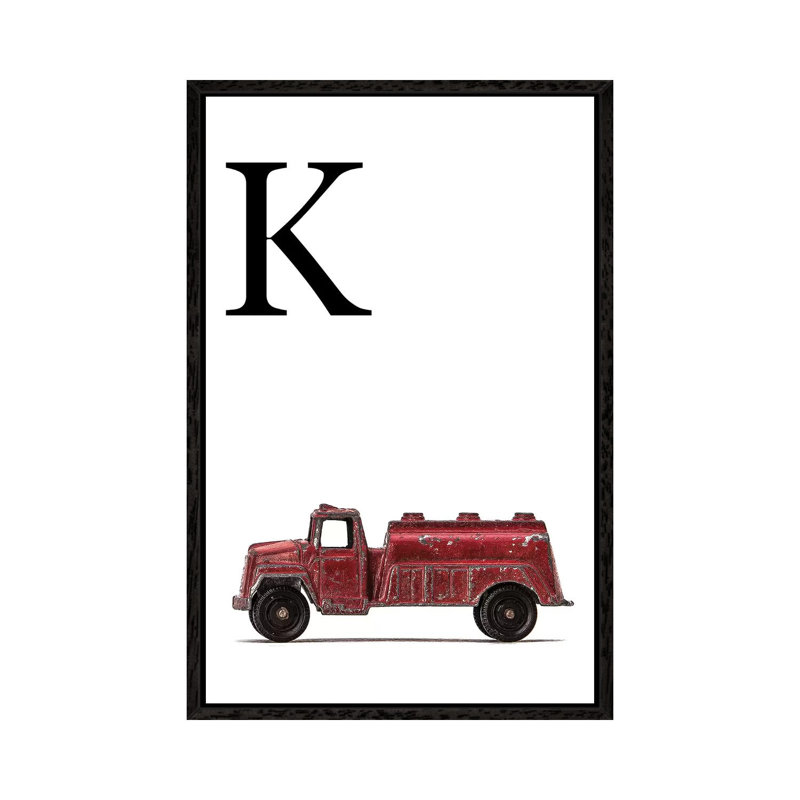 K Water Truck White Letter - Print on Canvas, 66.04 cm H x 45.72 cm W, Black Framed