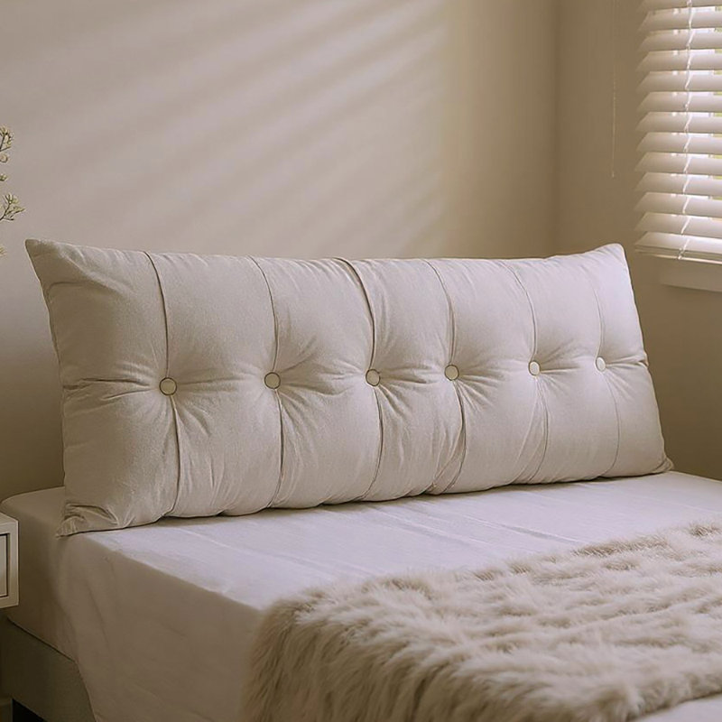 Upholstered Headboard Pillow, Light Grey, 180cm W x 60cm D