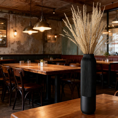 Large Floor Vase For Home Decor, 23.6 Inch Tall Textured Vase, Sturdy Resin Construction For Decorative Branches, Dried Or Artificial Flowers In Living Room, Shelf, Or Rustic Decor