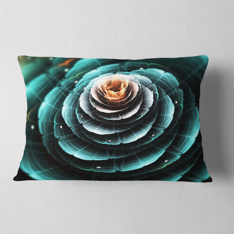 Fractal Flower Clear Turquoise Art - coussin imprimé floral, 12 po x 20 po, Rectangulaire