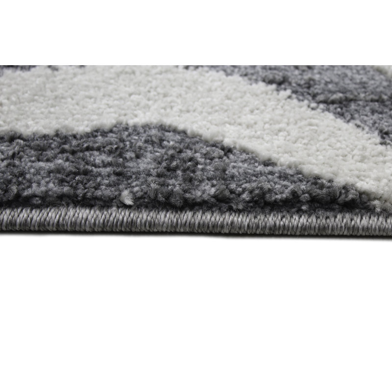 Rectangular 7'6" x 9'6" Gray Synthetic Easy-Care Stain-Resistant Rug