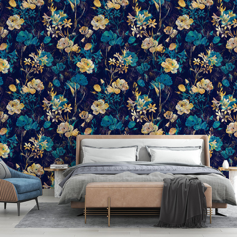 Rouleau de papier peint adhésif Moody Midnight Botanical