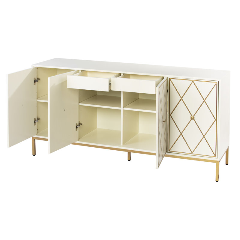 Buffet 2 tiroirs 61,25 po Earleville, Crème