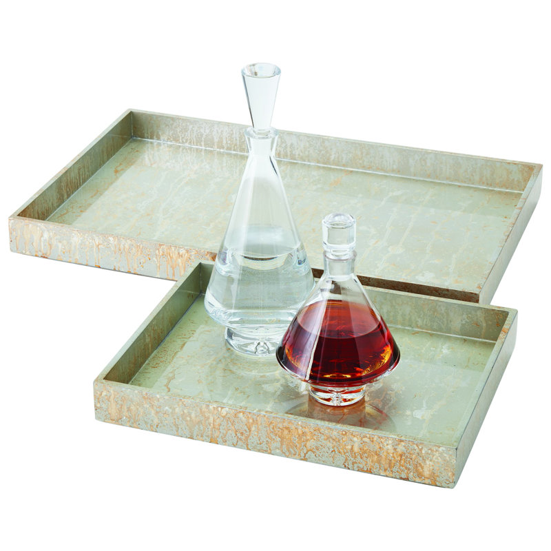 MDF Decorative Tray, 2.25" H x 18" D x 18" D, Champagne Silver