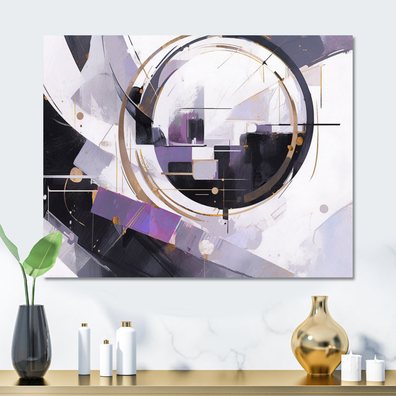Décoration murale en métal mauve à multiples facettes - Cubisme, H 24 po x l 32 po