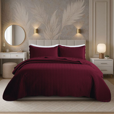 Ensemble de couvre-lit matelassé en microfibre embossée