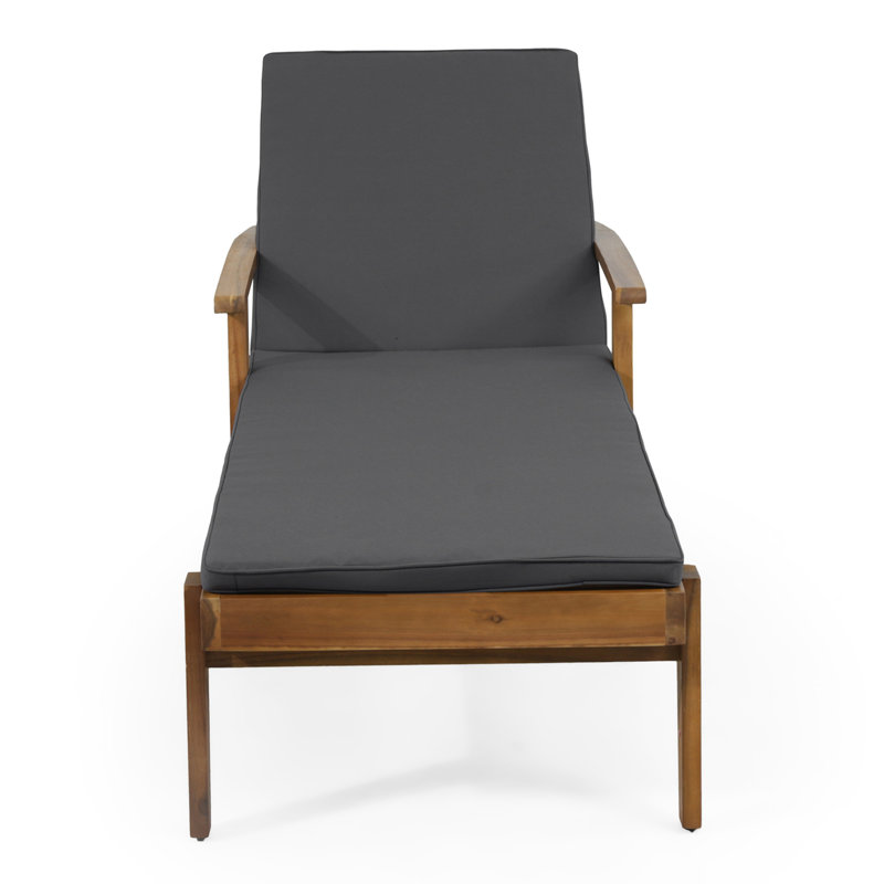 Outdoor Patio Chaise Lounge, Natural, Gray
