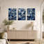 Ensemble de 3 toiles bleues et blanches brisées avec lignes dorées-1721139924