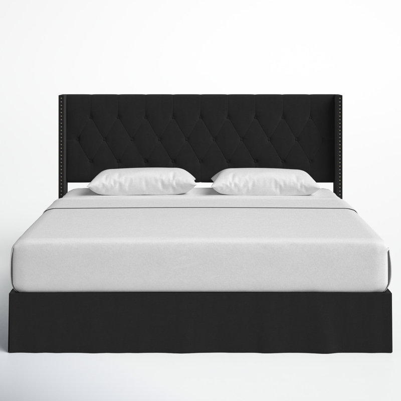 Bellavia Tufted Upholstered Panel Bed, Black, King