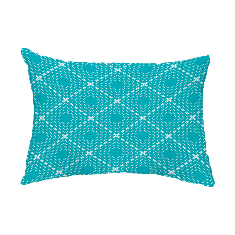 Dots and Dashes Geometric Outdoor Reversible Throw Pillow, Aqua