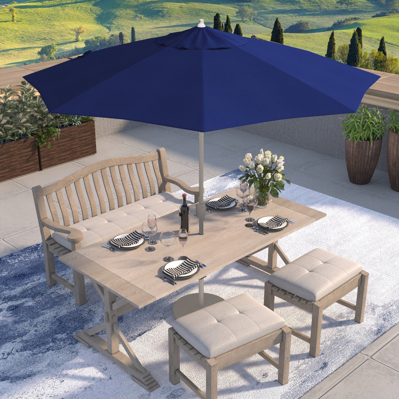 Kenne Sunbrella® Umbrella, Canvas Trueblue Sunbrella® Canvas, 108" W x 108" D