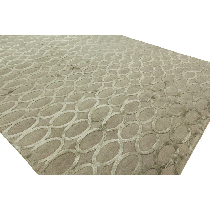 Tapis gris noué à la main, Rectangle 4 pi x 6 pi