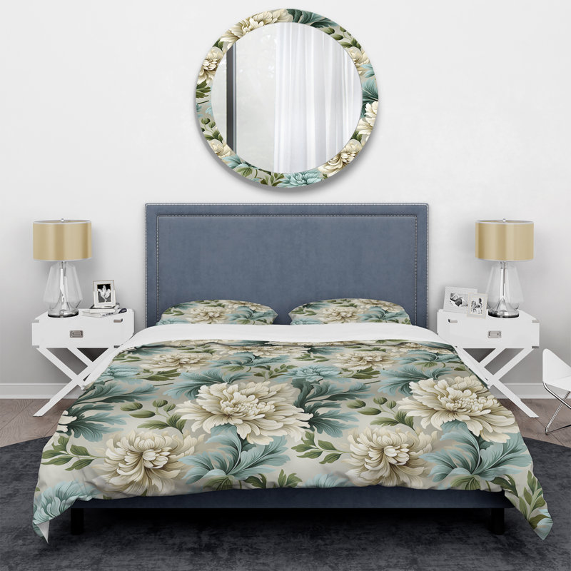 Ensemble de housse de couette Petask Symphony Green Damask Harmony - Damask, Housse de couette pour très grand lit et 2 très