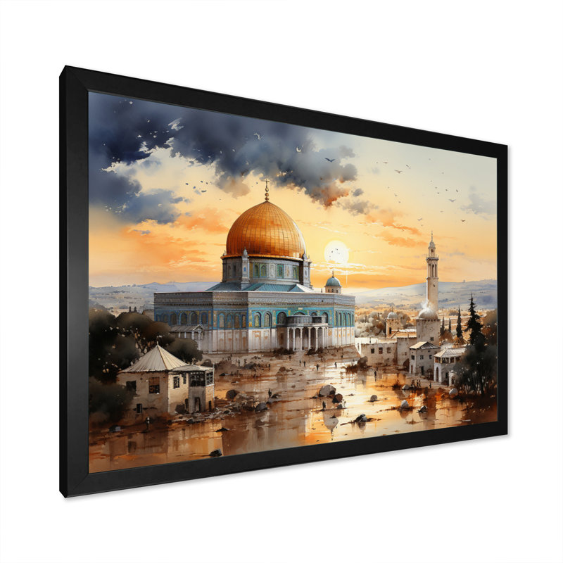 " Islam Art Dome Of Faith I ", Cadre simple noir, H 16 po x l 32 po x P 1 po